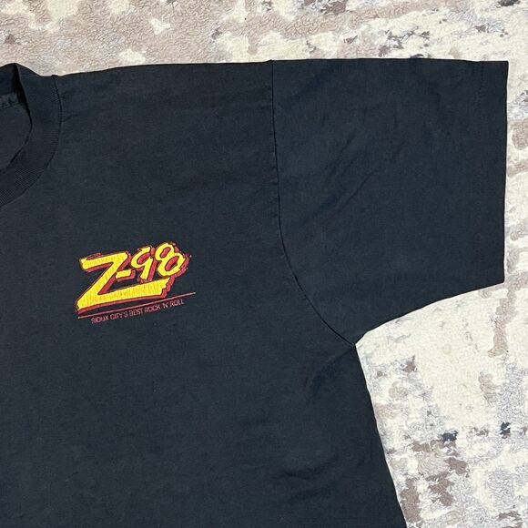Vintage Fruit Of The Loom Radio T-Shirt XL Black Z98 Rock N Roll Single Stitch - Picture 9 of 10